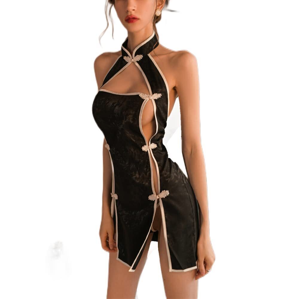 4906 Chinese Lingerie Sexy Cheongsam Retro Stand Collar Buckle Anime